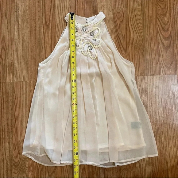 Black Brand Womens Sz S Cream Sleeveless Tank Blouse Flowy High Neck - Picture 7 of 8